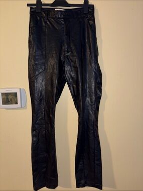 Abercrombie Black Faux Leather Straight-Leg Pants